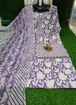 Cotton Purple Daily Wear Printed Readymade Straight Suit